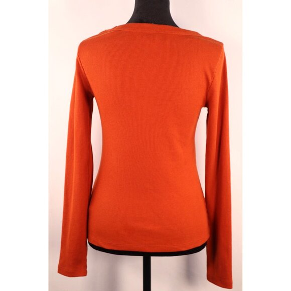 Old Navy Women's Rust Orange Ribbed Knit Long Sleeve Top Size Small‎ - Picture 3 of 12